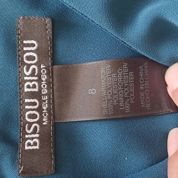 Bisou Bisou by Michele Bohbot teal ruffle spaghetti strap tank top size 8 - Picture 16 of 16